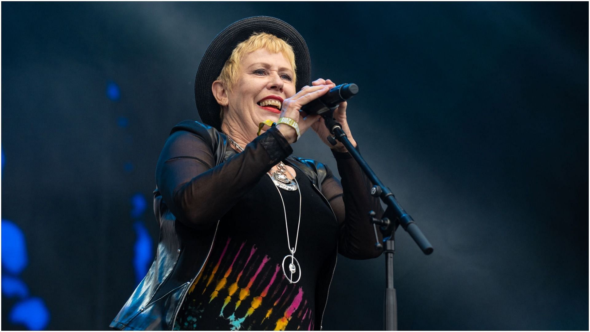 Hazel O&#039;Connor performs on stage during Rewind Scotland 2019 at Scone Palace (Image via Lorne Thomson/Getty Images)