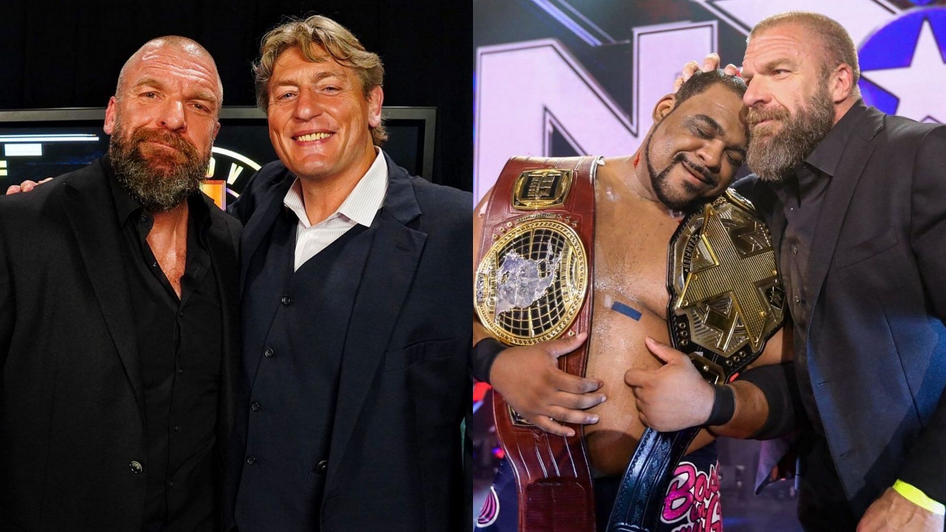 Triple H with William Regal (left) and with Keith Lee (right)