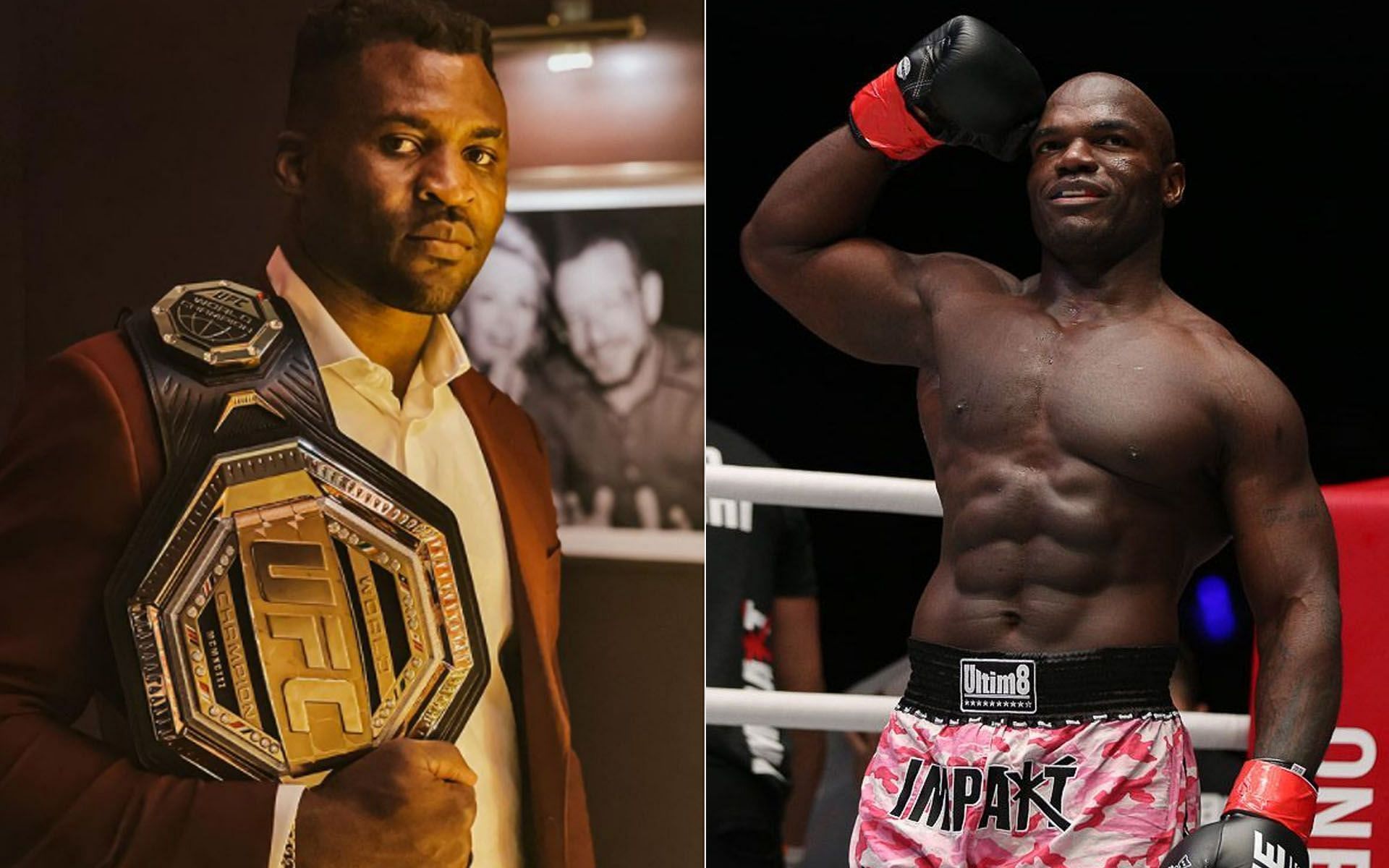 Francis Ngannou (Left) is impressed by what Alain Ngalani (Right) can do. | [Photos: Francis Ngannou&#039;s Instagram/ONE Championship]