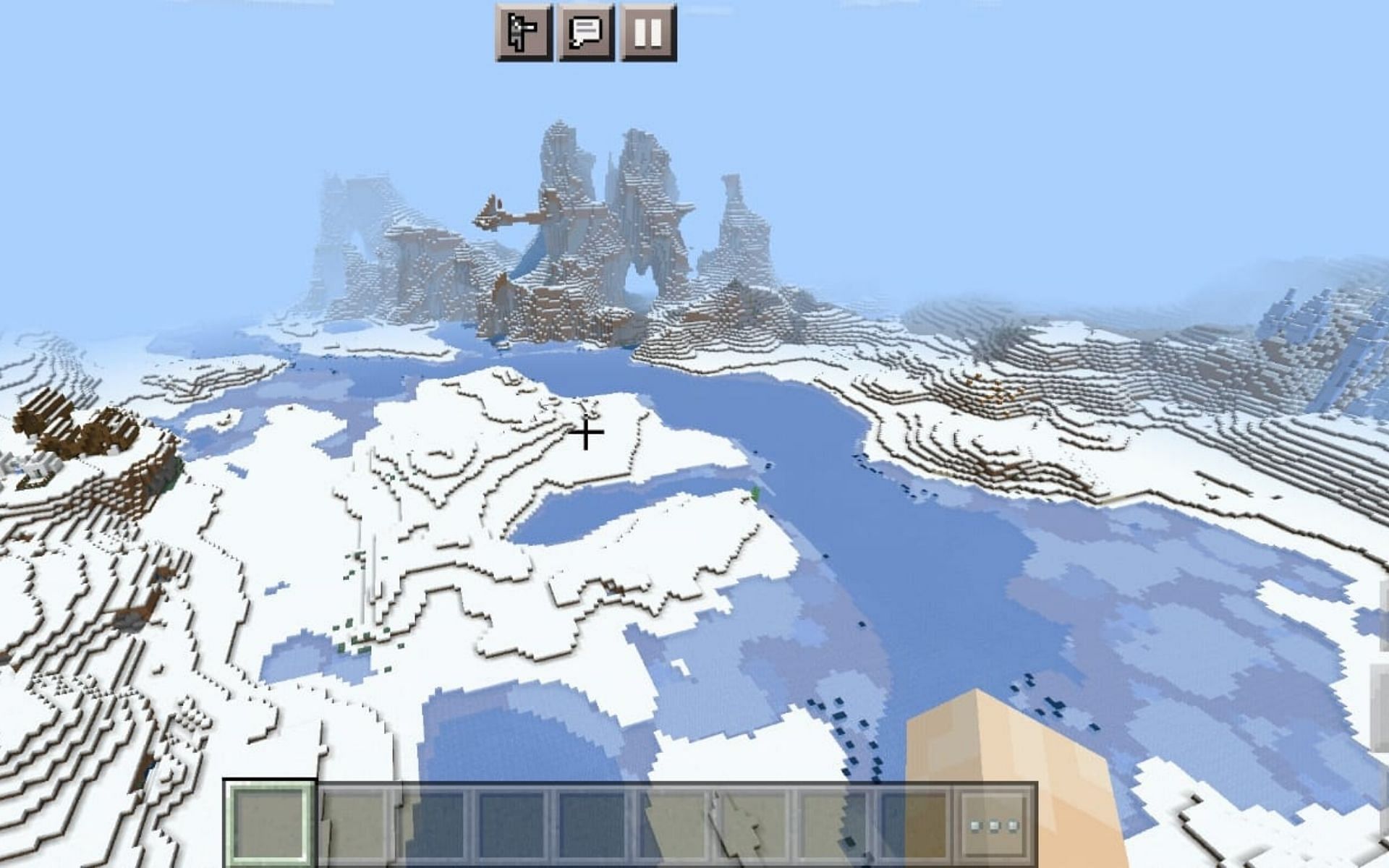 A cold and icy spawn;  great place to build a winter town (Image via Minecraft)