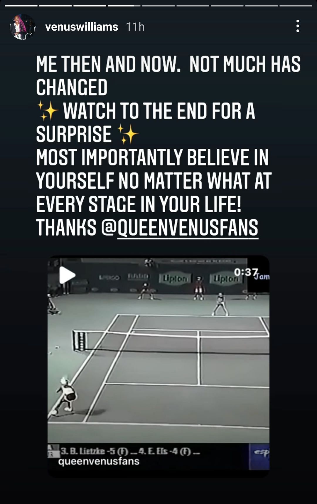 Screen grab from Venus' Instagram Story