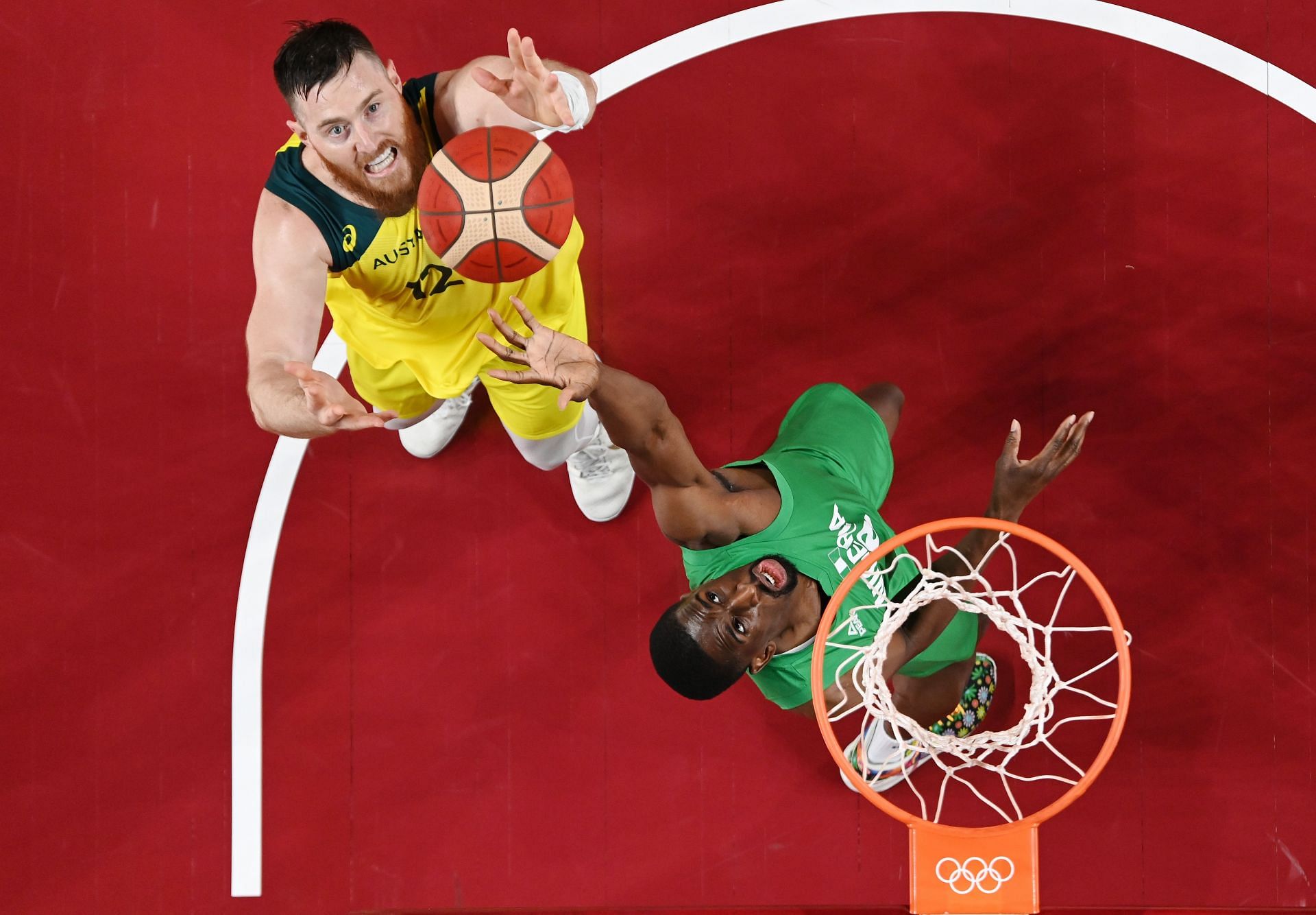 Former NBA veteran Aron Baynes while playing for Australia in the Olympics