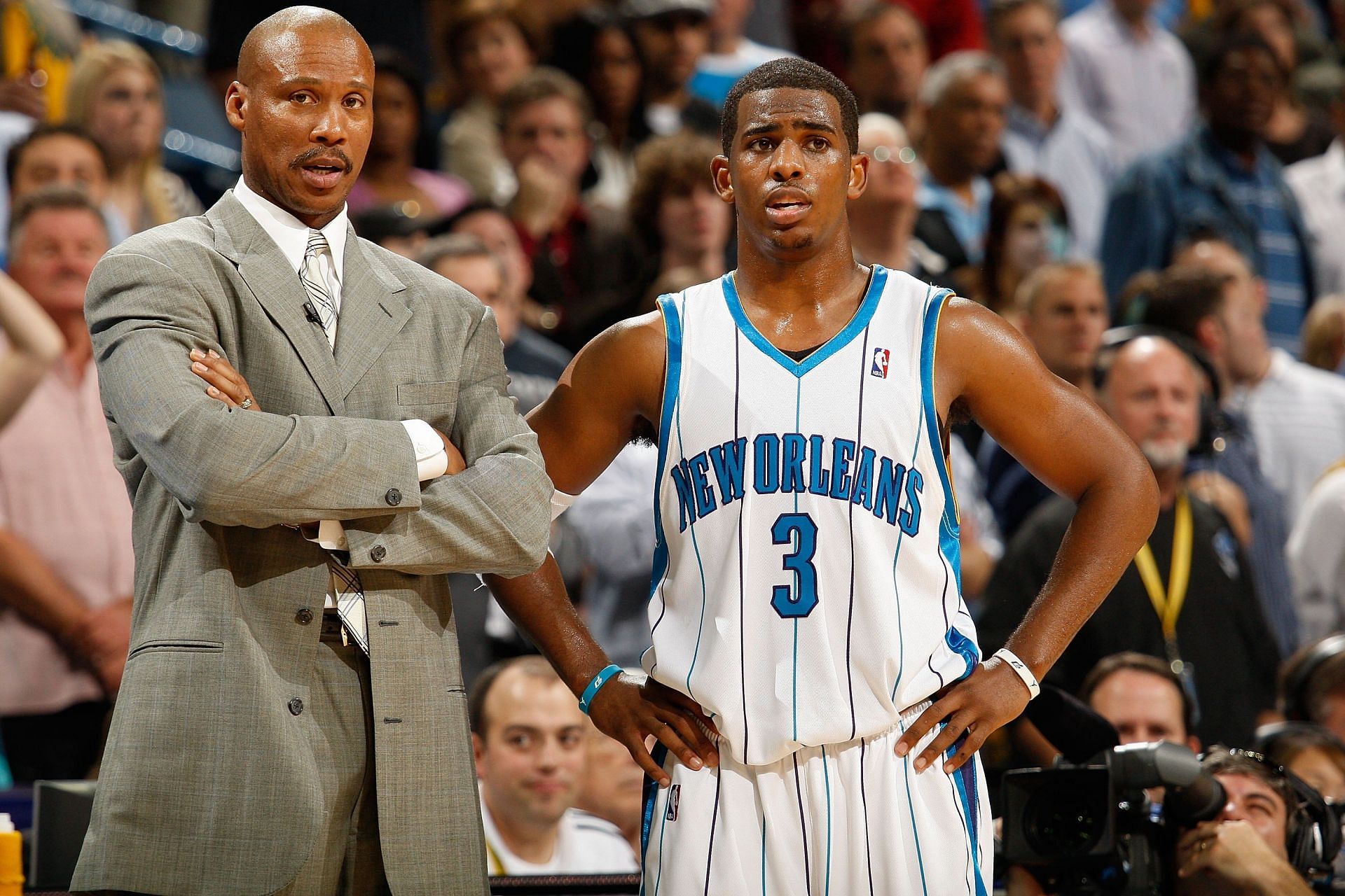 Hornets coach Byron Scott and CP3 in 2008.