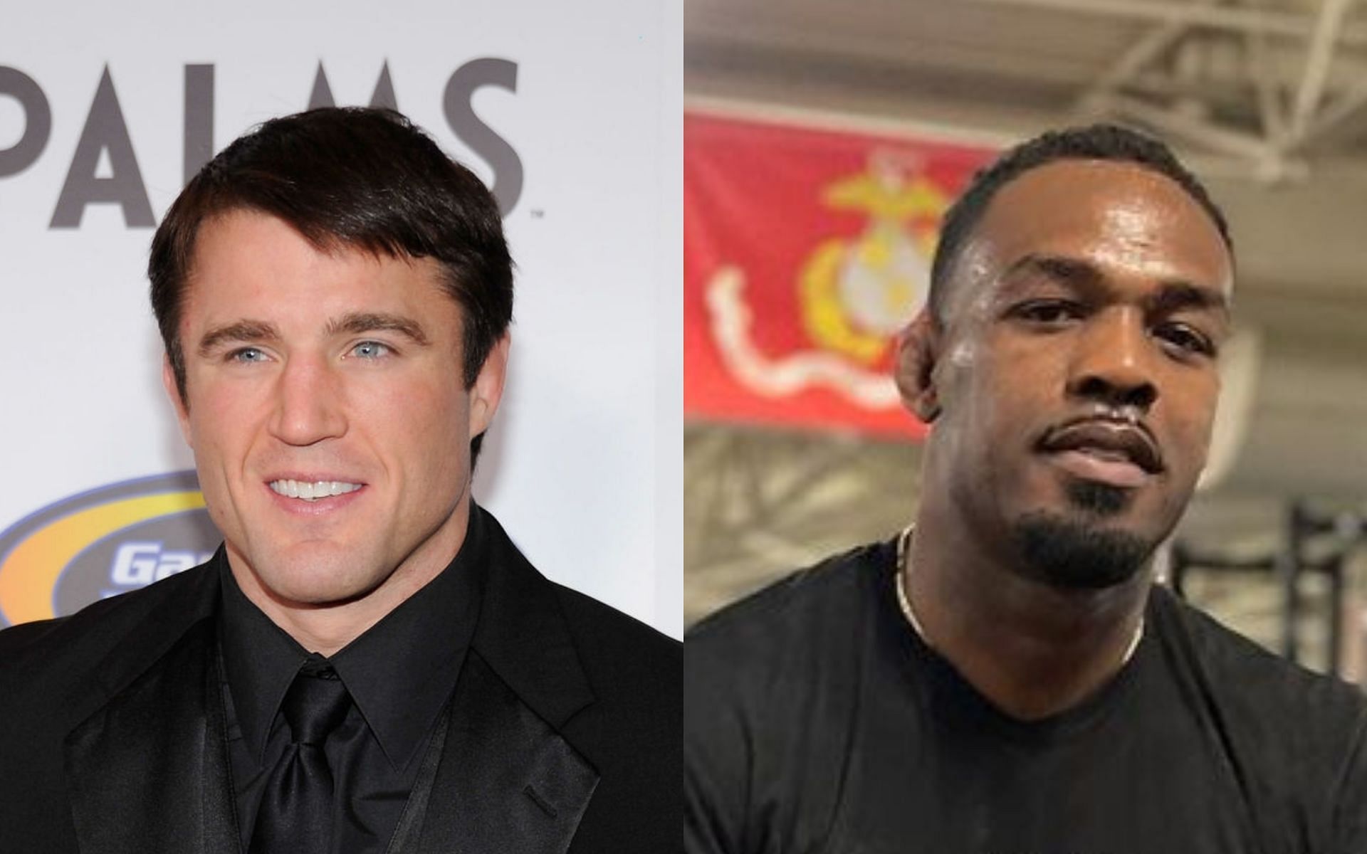 Chael Sonnen (L) via Getty and Jon Jones (R) via Instagram @jonnybones