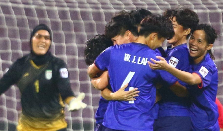 Chinese Taipei players after scoring a goal against Iran. (Image Courtesy: Twitter/asiancup)