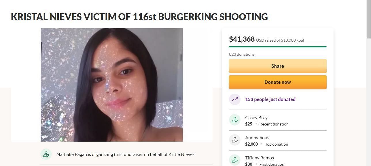 Kristal Bayron-Nieves GoFundMe page (Image via GoFundMe)