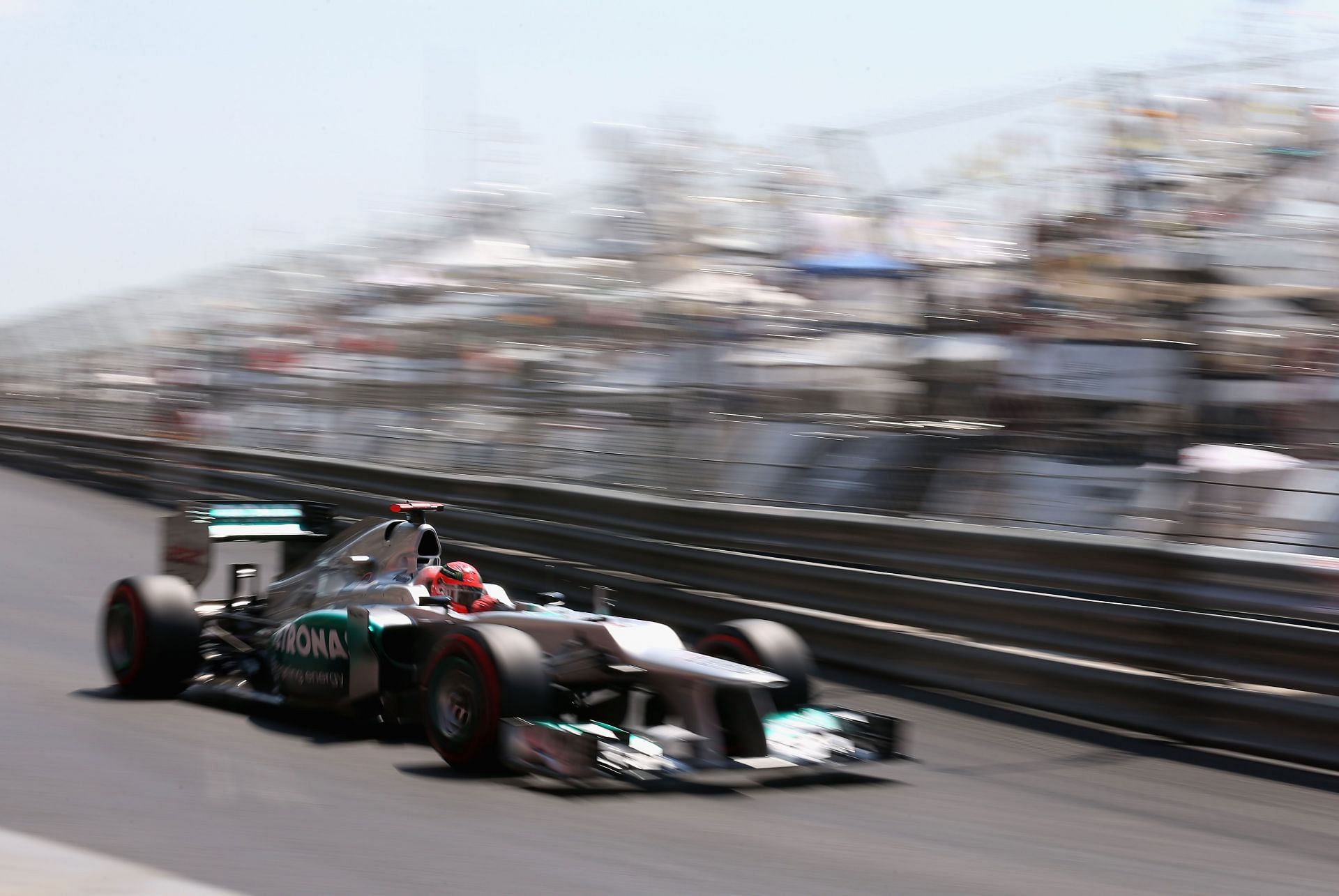 Michael Schumacher in action at the 2012 Monaco Grand Prix qualifying. (Photo by Clive Mason/Getty Images)