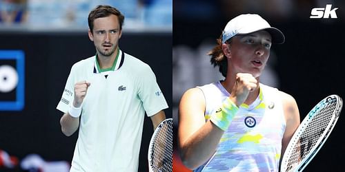 Daniil Medvedev (L) and Iga Swiatek at 2022 Australian Open.