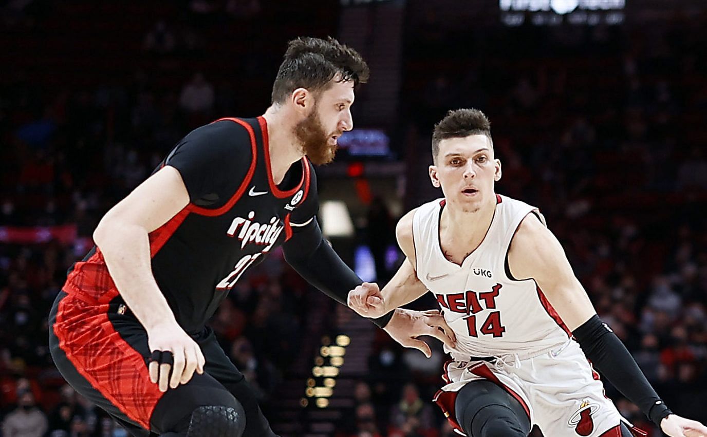 The first meeting between the Portland Trail Blazers and Miami Heat was marred by a fracas between Jusuf Nurkic and Tyler Herro. [Photo: NBA.com]