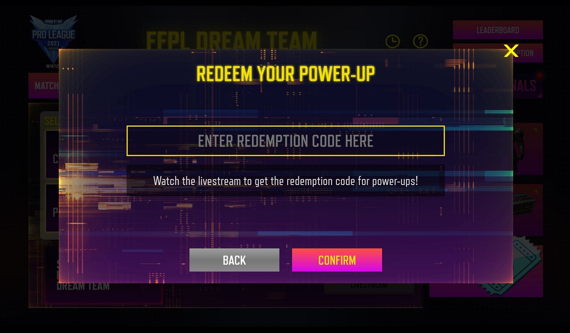 Enter the code and hit the confirm button (Image via Garena)