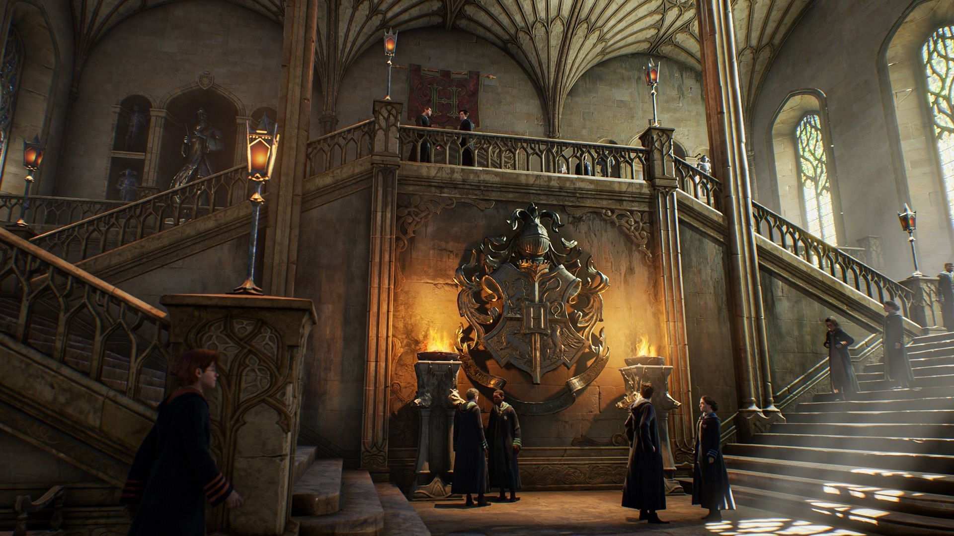 Students walking the halls of Hogwarts (Image via Avalanche Software)