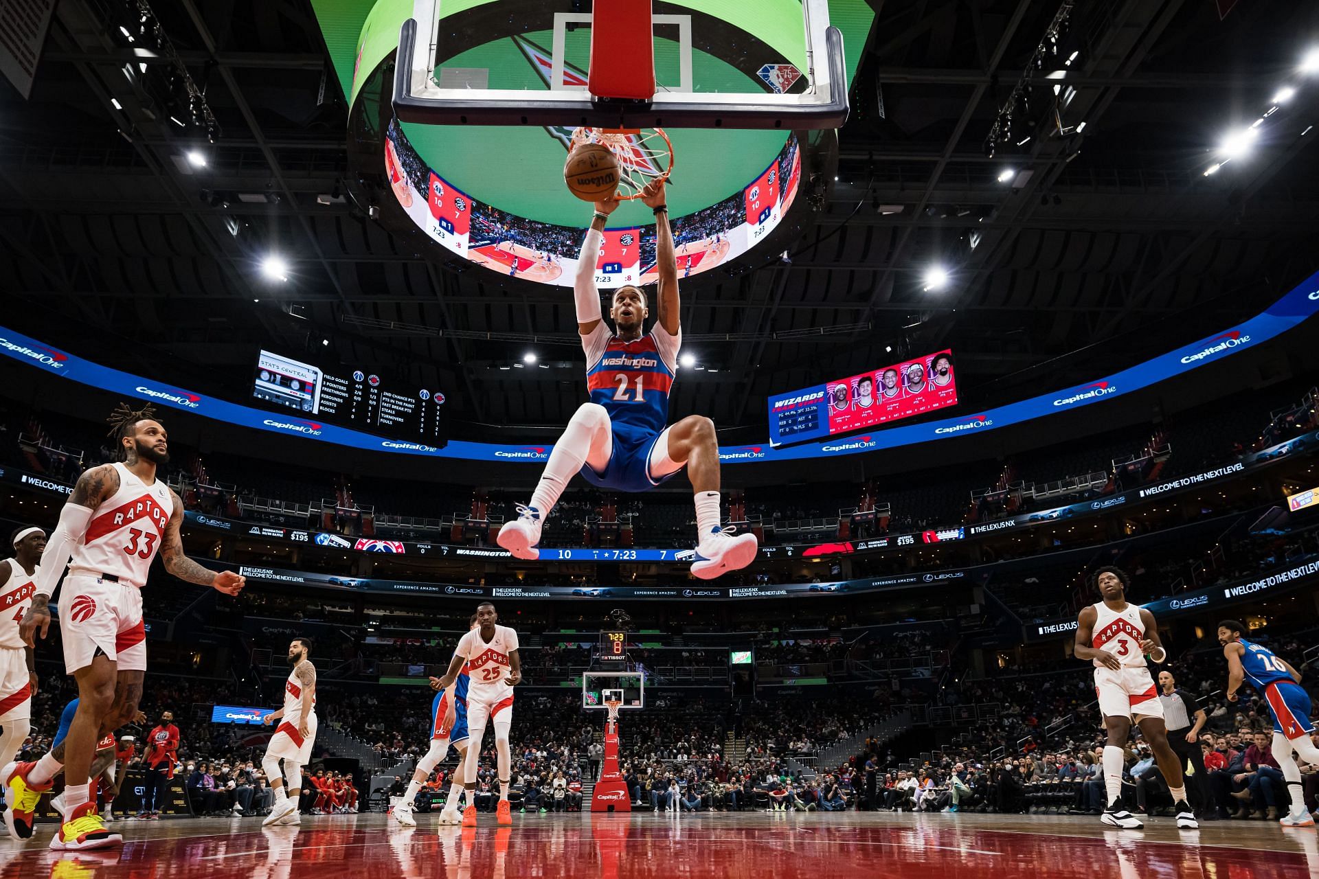 The Wizards against the Toronto Raptors