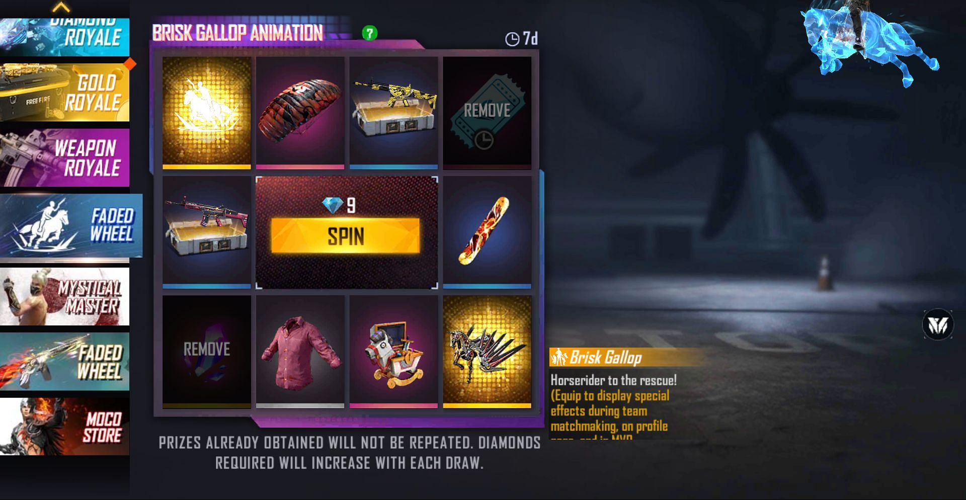 After removing two items, users can make spins (Image via Garena)