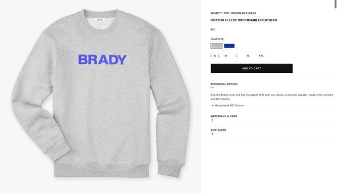 Tom Brady recently launched a new sweatshirt on his site that the