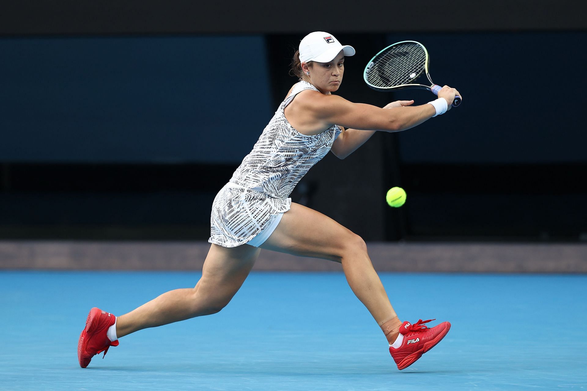 Ashleigh Barty in action against Amanda Anisimova at the 2022 Australian Open