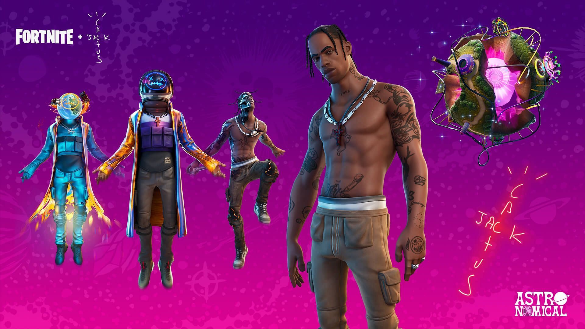 Fortnite and Travis Scott partnered together for a lot of cosmetics (Image via Epic Games)