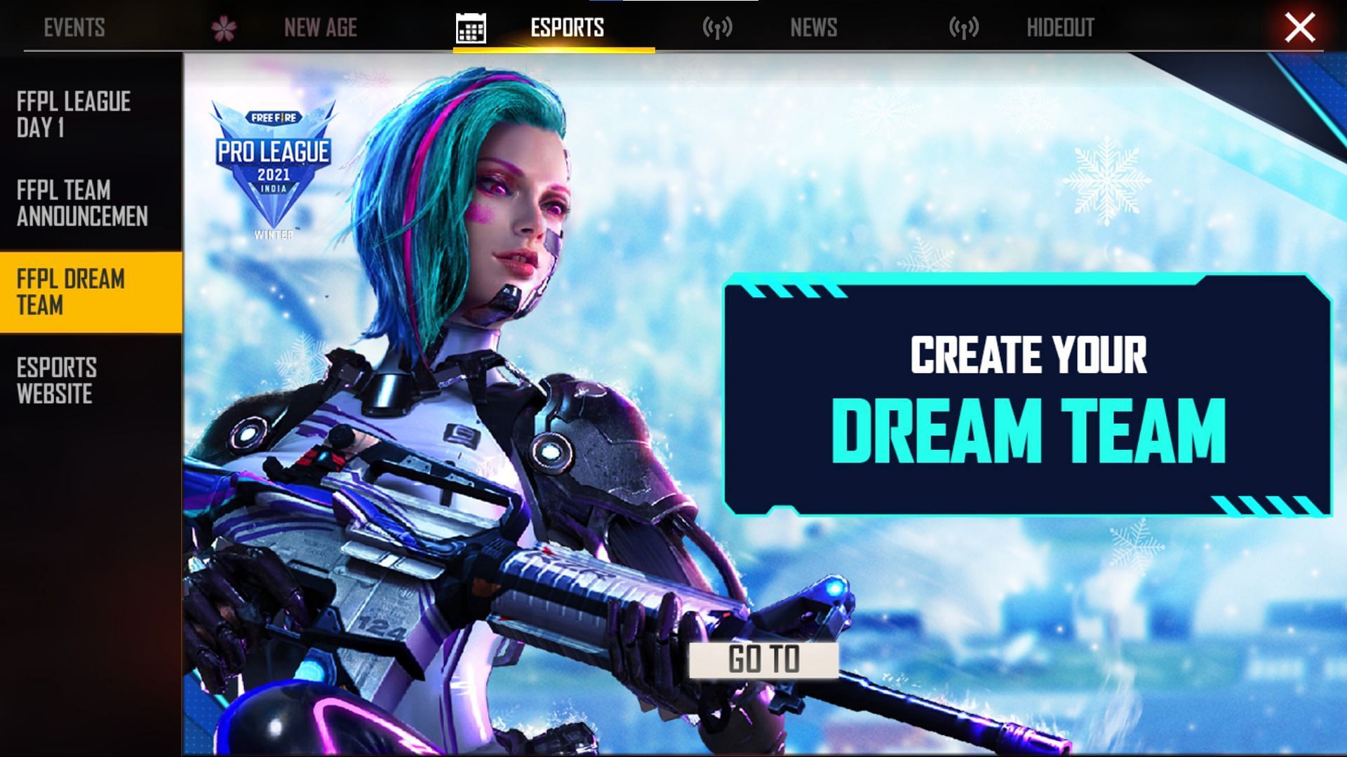 Click Go To button to open the event interface in Free Fire (Image via Garena)