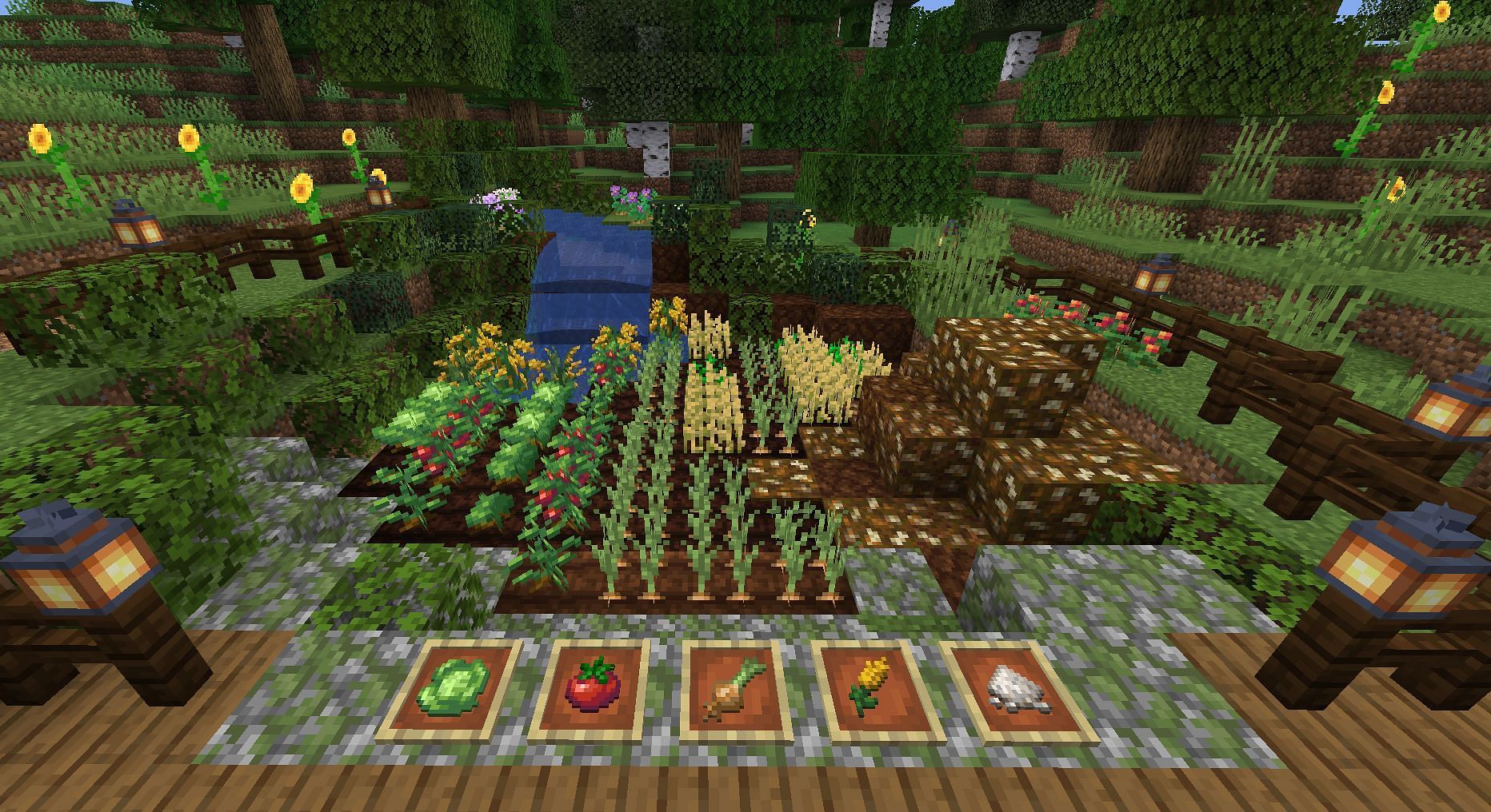 New crops provided by Farmer&#039;s Delight (Image via Mojang)