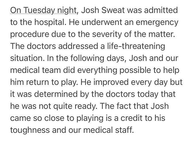 Eagles DE Josh Sweat and his medical situation