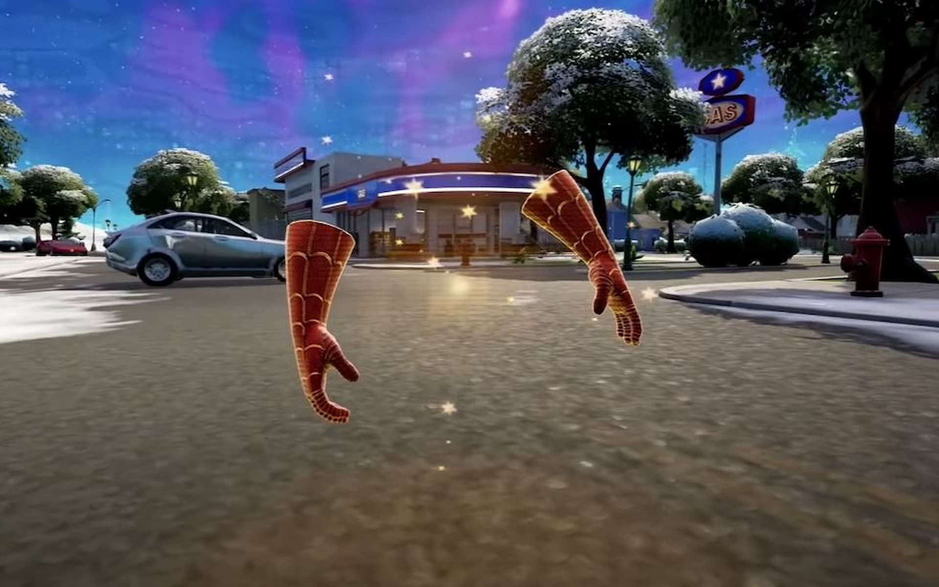 Players can swing like Spider-Man with the Mythic Web Shooters item (Image via Epic Games)