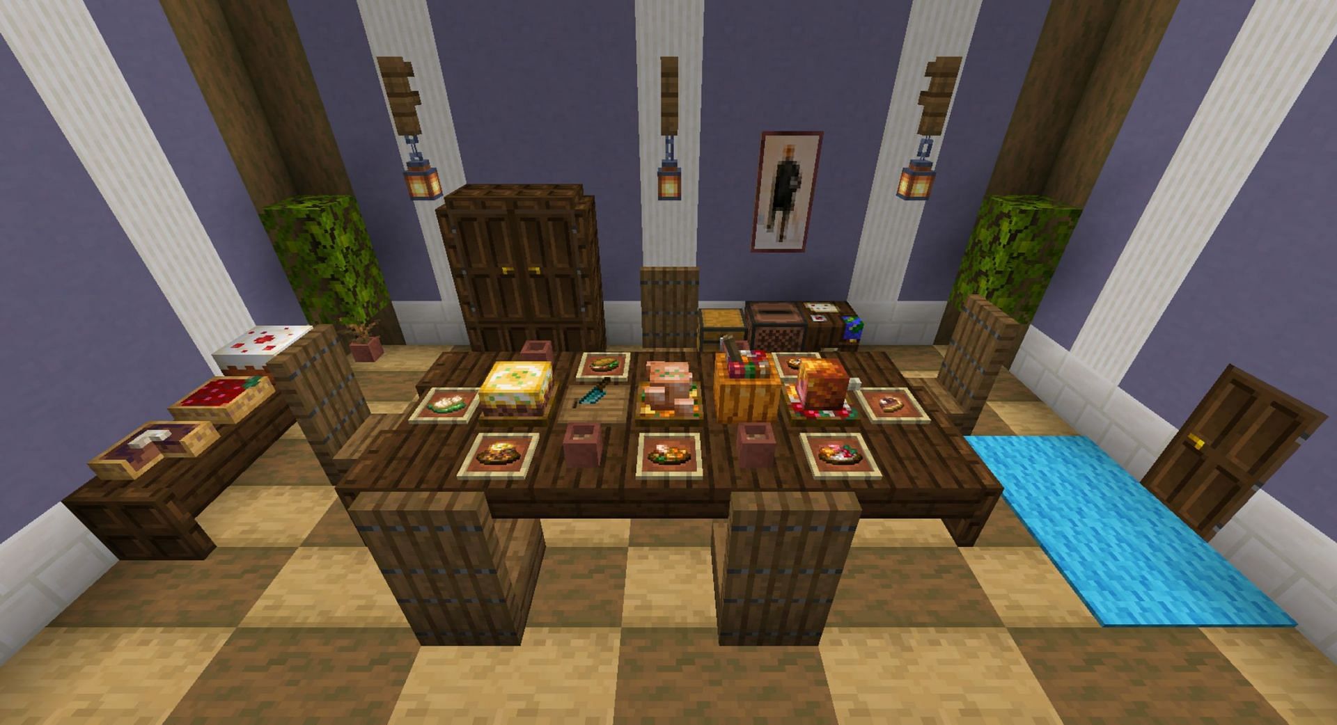 A large feast of new food items provided by Farmer&#039;s Delight (Image via Mojang)