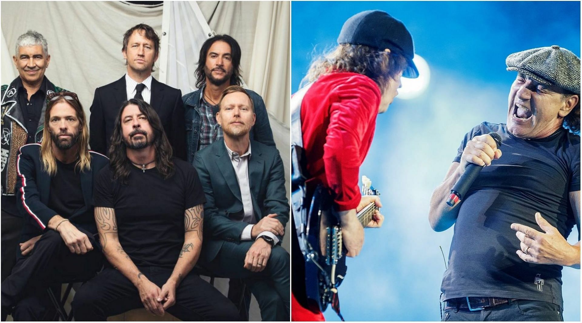 With the 2022 GRAMMYs around the corner, the Rock Performance category is a hotly contested one. (Images via Instagram: @foofighters, @acdc)