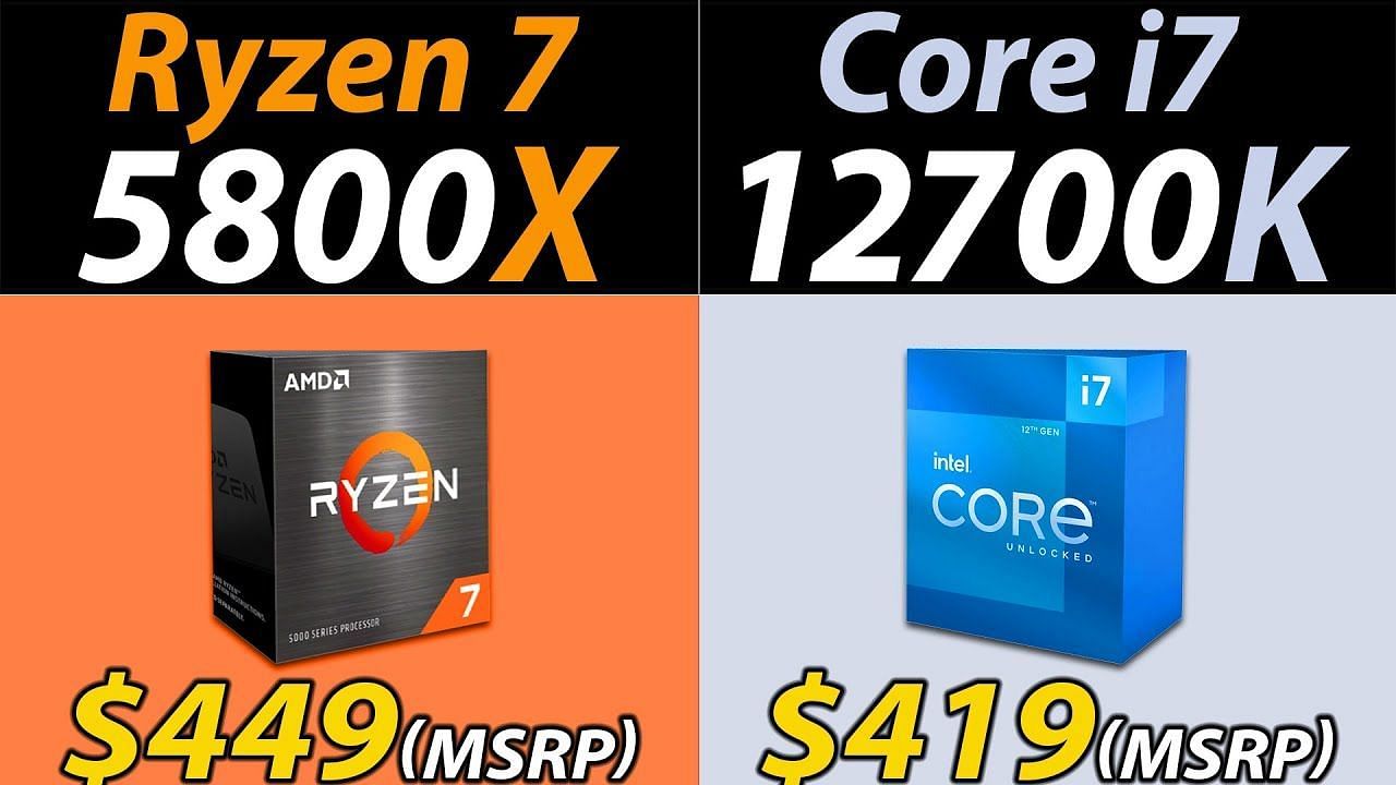 The i7 12700K and the R7 5800X (Image via NJ Tech youtube)