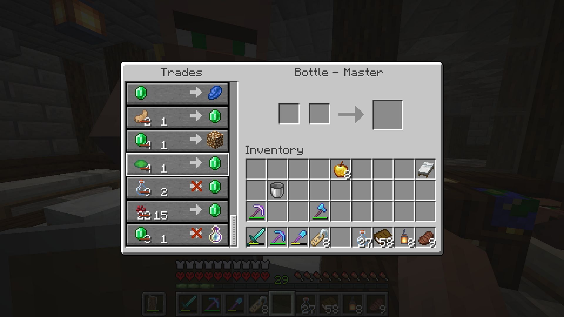 Trading for XP(Image via Minecraft)