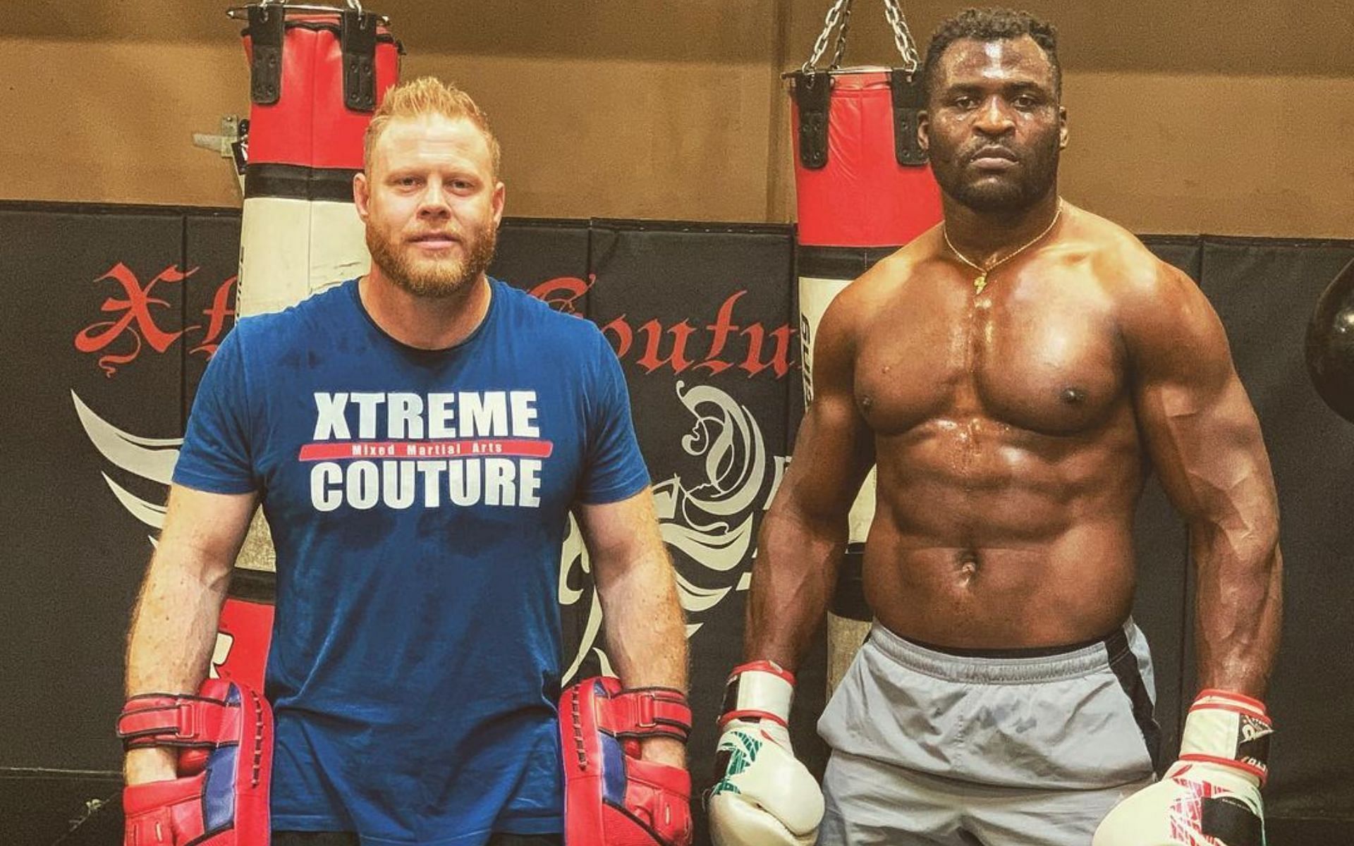 Francis Ngannou with Eric Nicksick (L) via Instagram @eric_xcmma