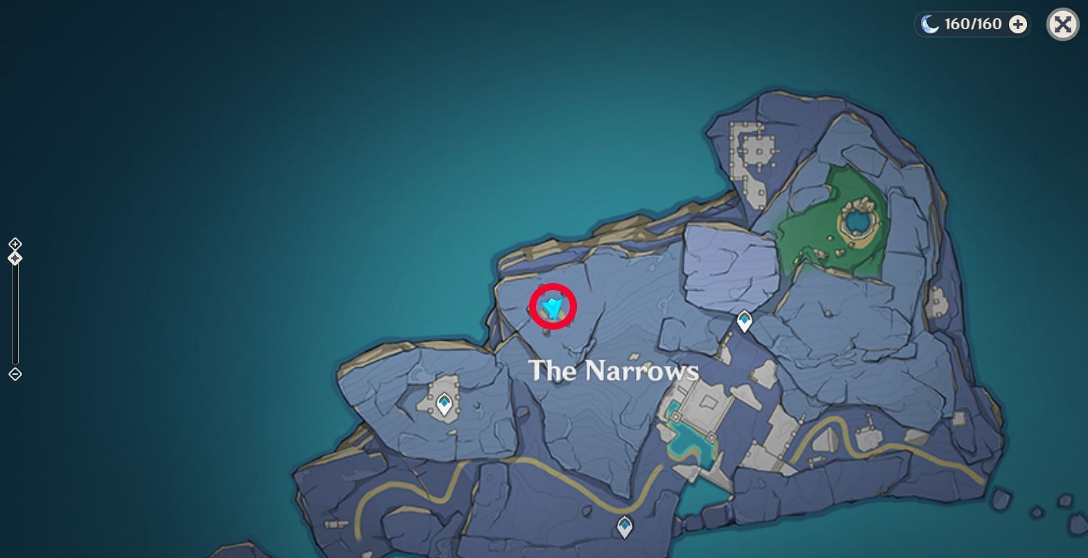 The location for obtaining the Offerings of the Narrows (Image via Genshin Impact)