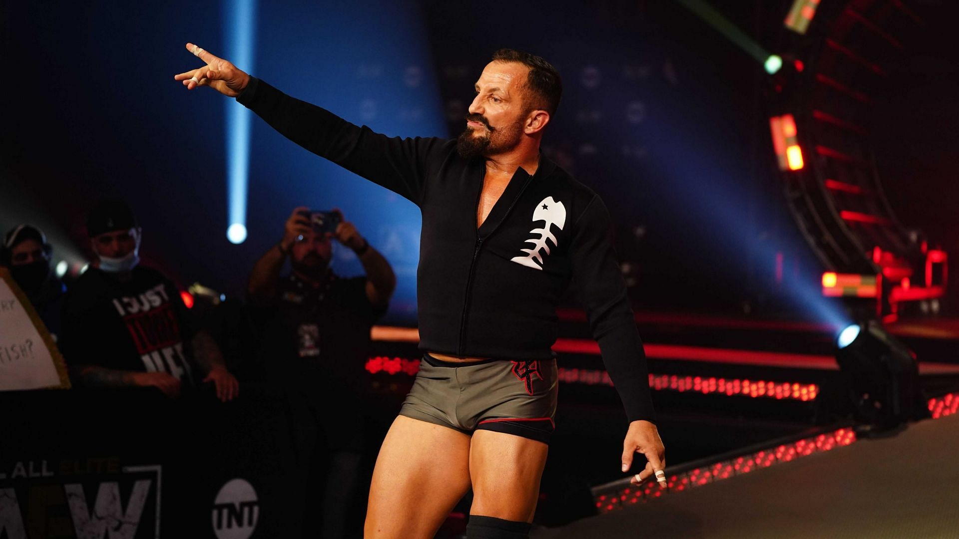 Bobby Fish appearing at an AEW Dynamite event in 2021