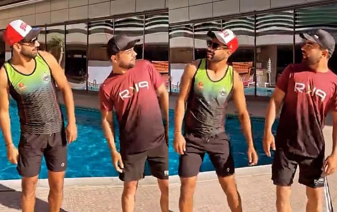 [Watch]: Rashid Khan performs Allu Arjun's hook step from 'Srivalli' with Lahore Qalandars teammate Haris Rauf