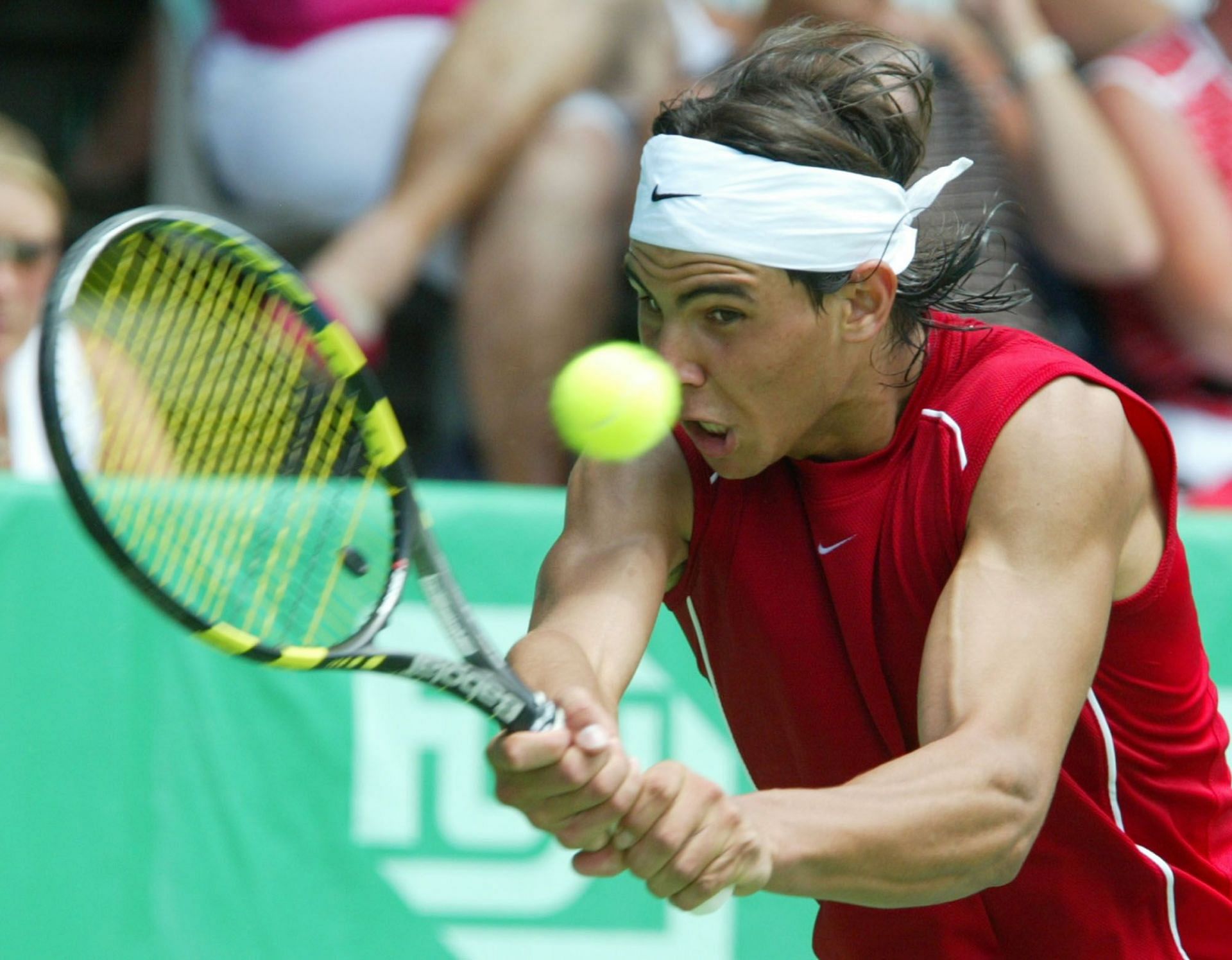 Rafael Nadal in action during the 2004 Auckland Open final
