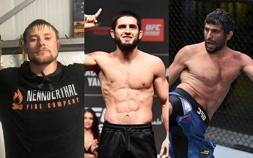 Bryce Mitchell (left) via Instagram @thugnasty_ufc, Islam Makhachev (center), Beneil Dariush (right)