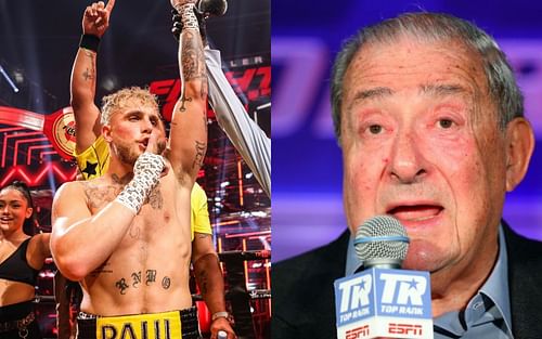 Jake Paul (left), Bob Arum (right) [Credits: @jakepaul, @boxingscene via Twitter]