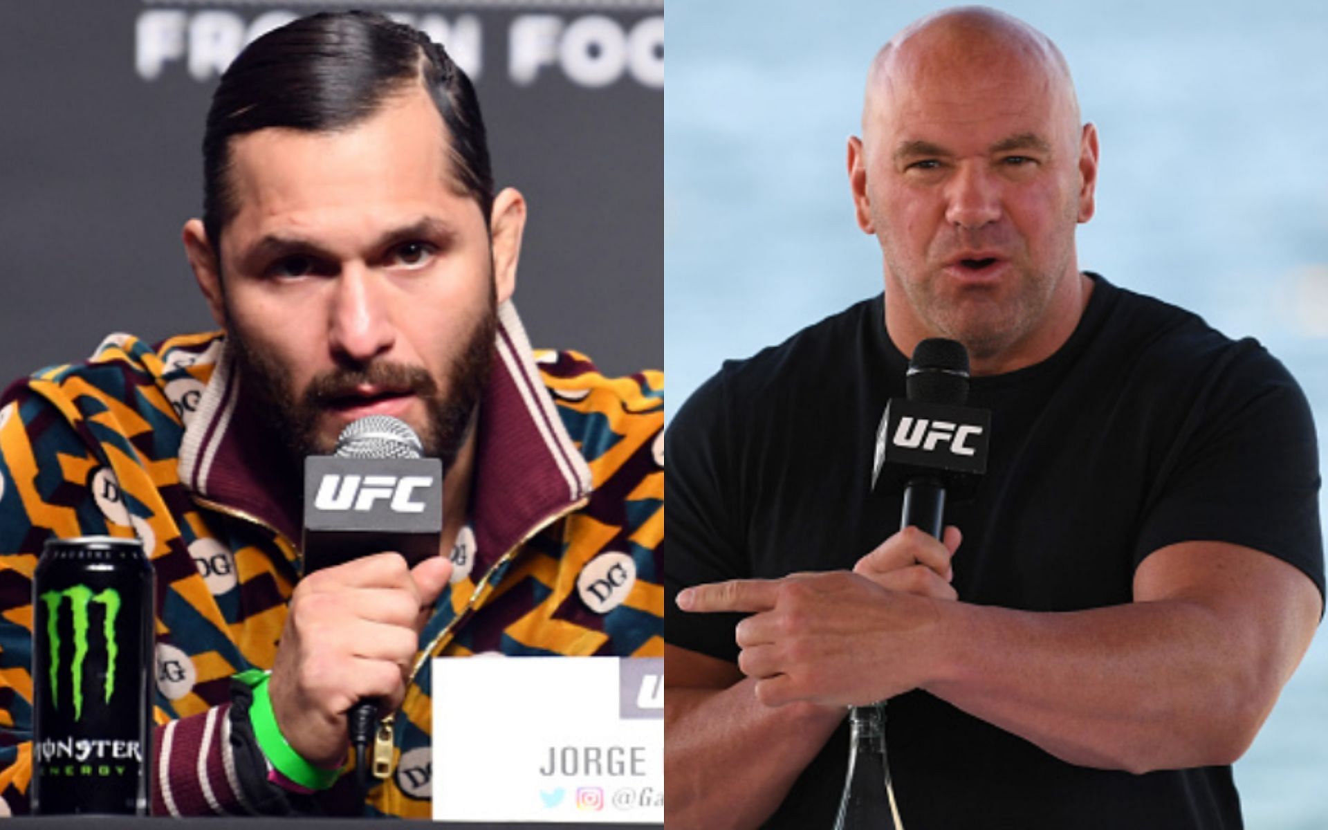 Jorge Masvidal (left); Dana White (right)