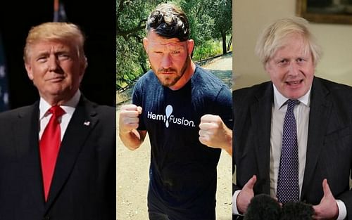 Donald Trump (left; Image Credit: @realdonaldtrump on Instagram), Michael Bisping (center; Photo Courtesy: @mikebisping on Insta) and Boris Johnson (right; Photo Credit: @borisjohnsonuk on Instagram)