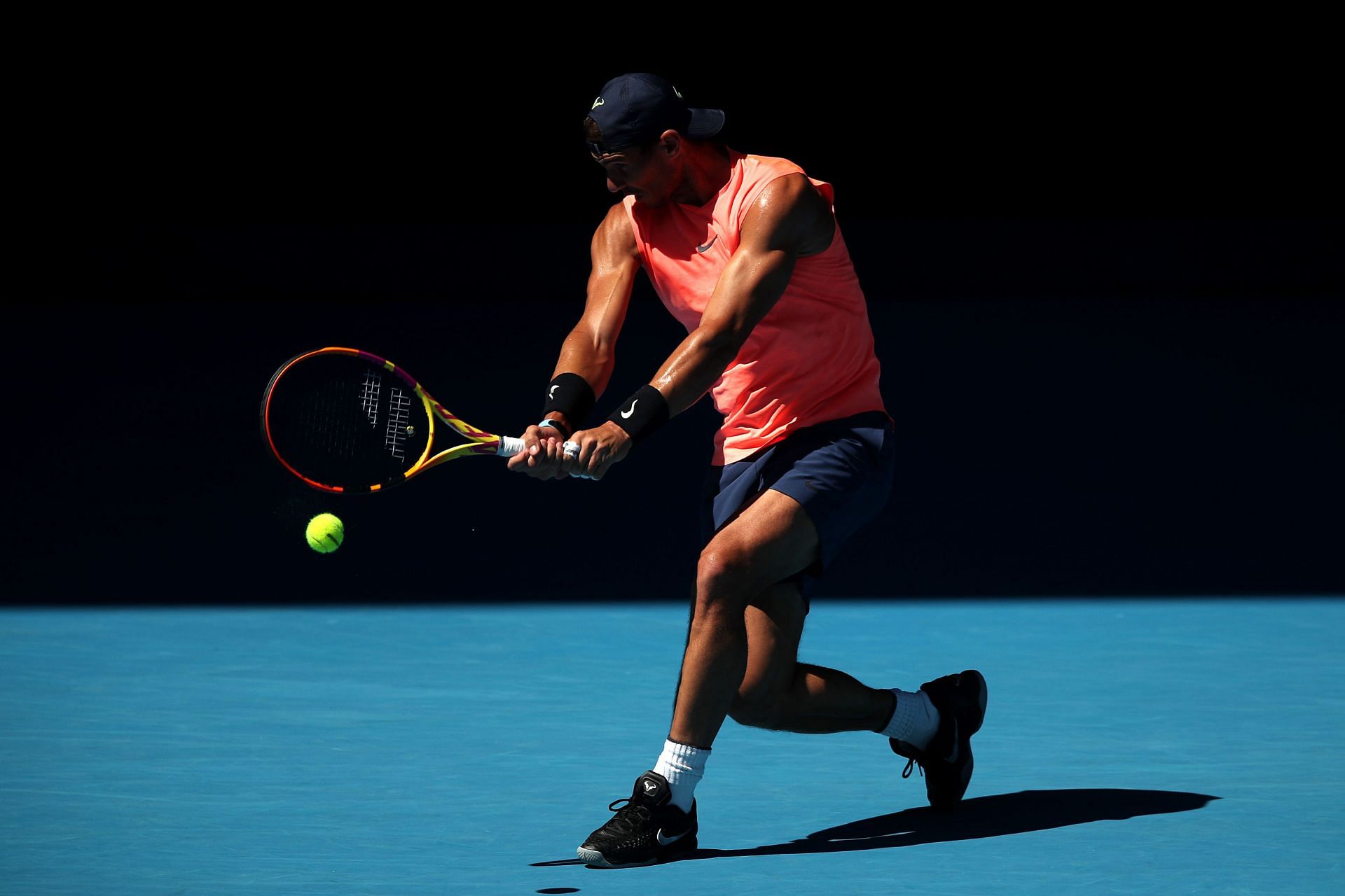 Nadal at a practice session ahead of the 2022 Australian Open.