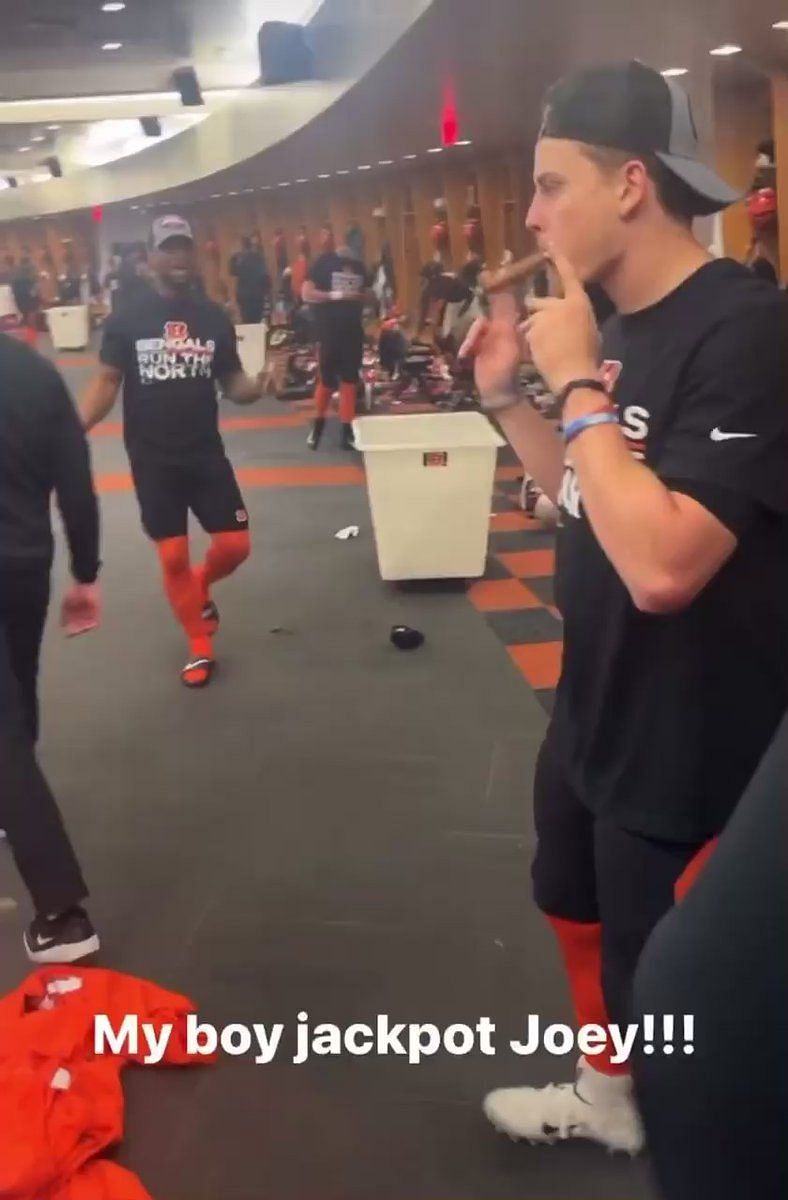 Joe Burrow's smoking cigars again, this time after Bengals win AFC North