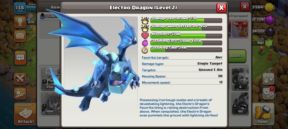 Clash of Clans Electro Dragon (Image via Sportskeeda)