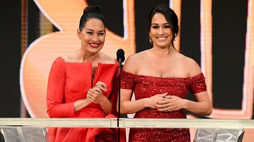 The Bella Twins during their WWE Hall of Fame induction