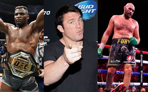 Francis Ngannou (left), Chael Sonnen (center), Tyson Fury (right) [Credits: @ufc via Twitter]