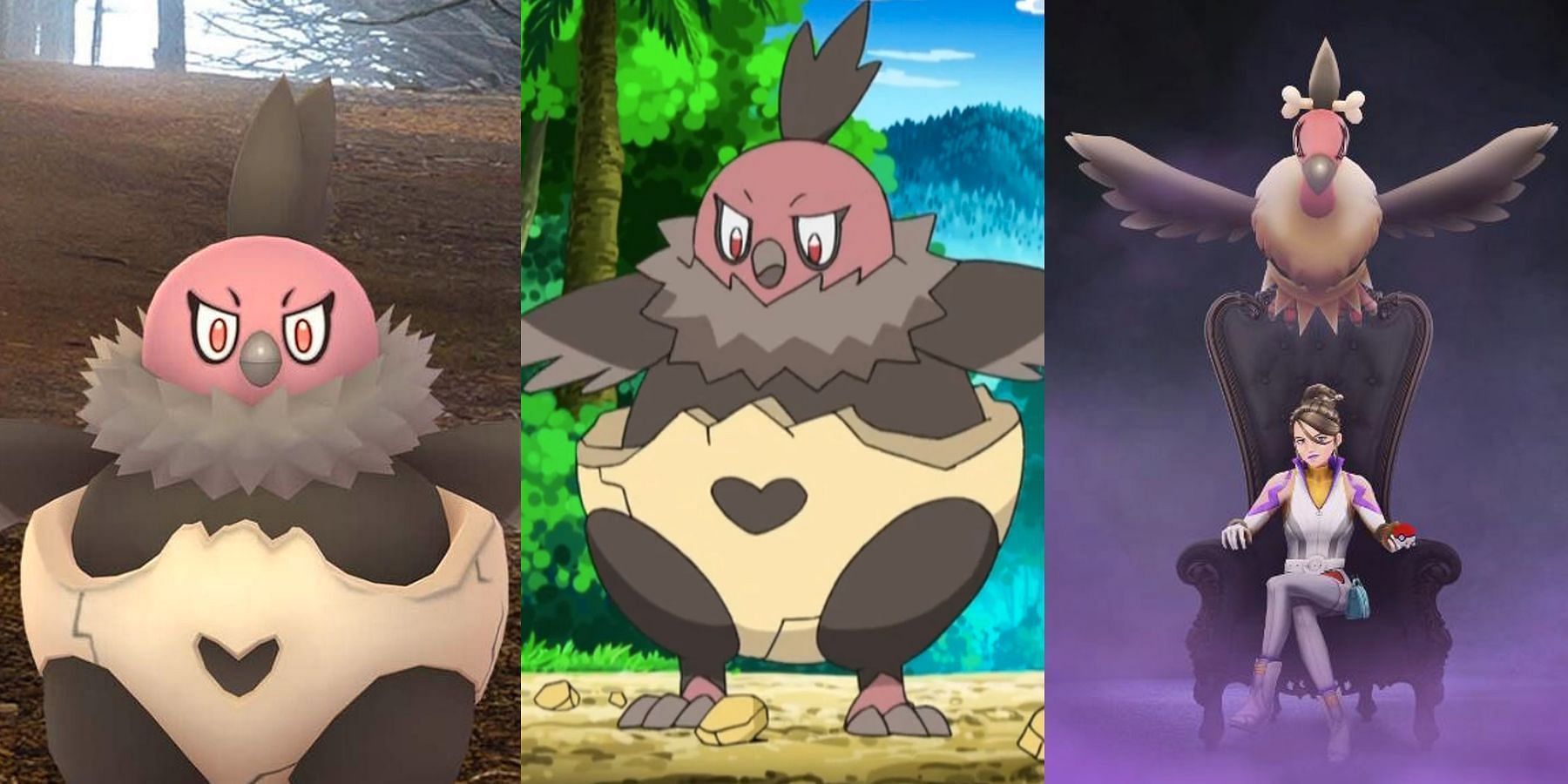 Various appearances of Vullaby across the anime and Pokemon GO (Image via Niantic)