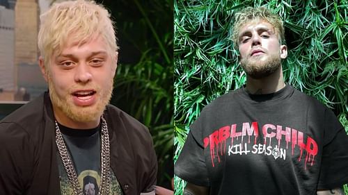 Pete Davidson as Jake Paul (left) and Jake Paul (right)