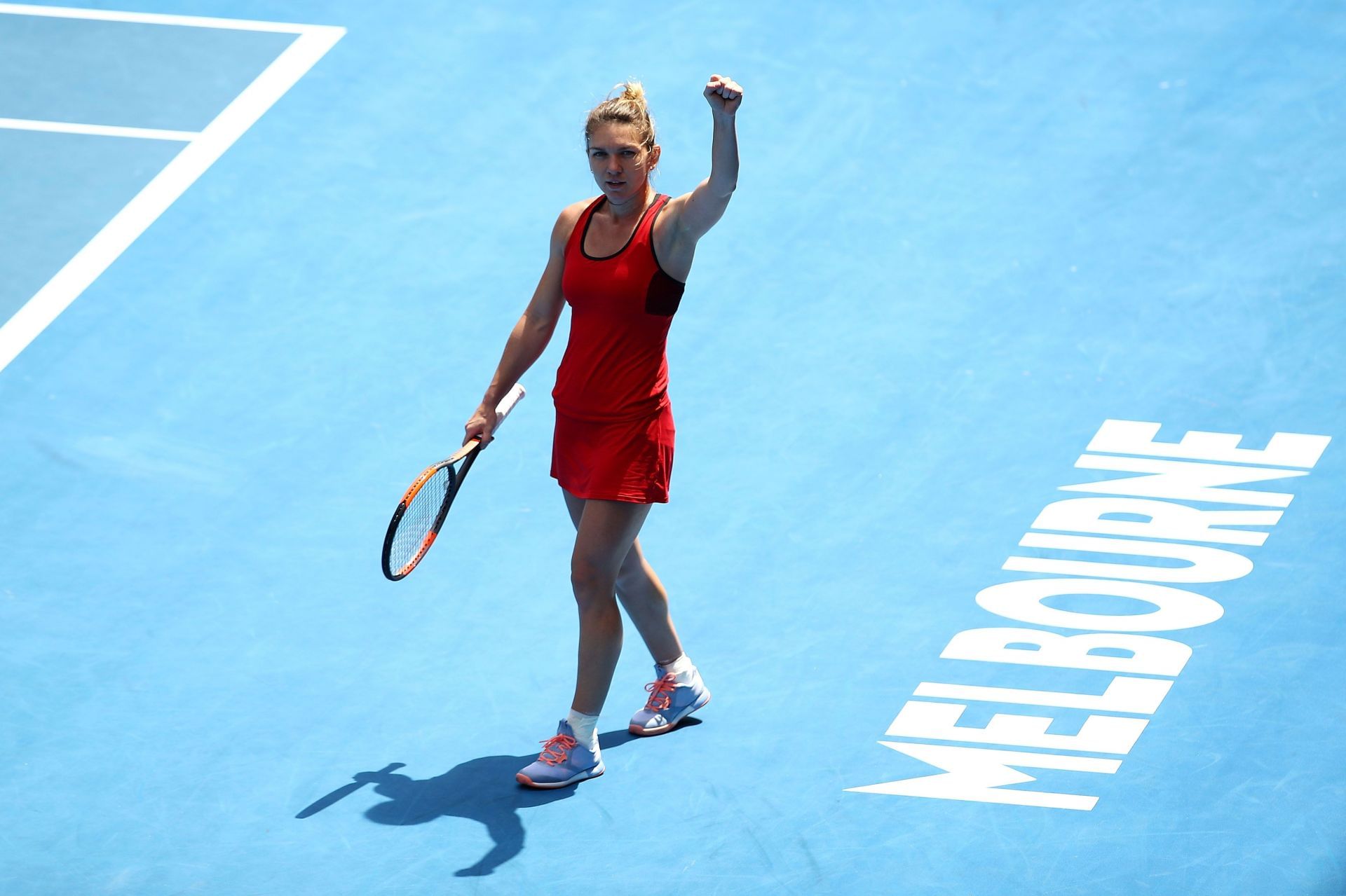 Simona Halep lifted the trophy at a Melbourne warmup event.