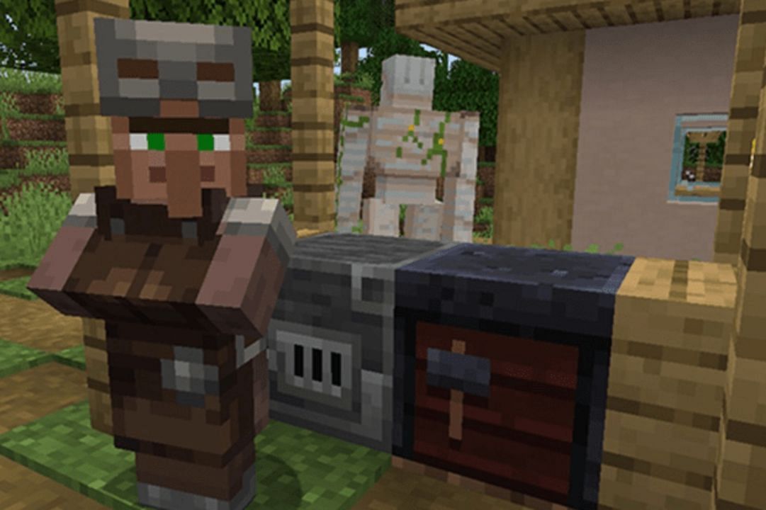 An armorer at their job site (Image via Mojang Studios)