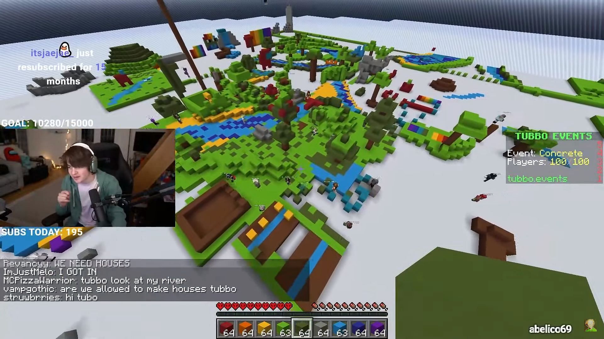 Players rebuilding overworld with concrete blocks (Image via DreamSMP Reloaded YouTube)