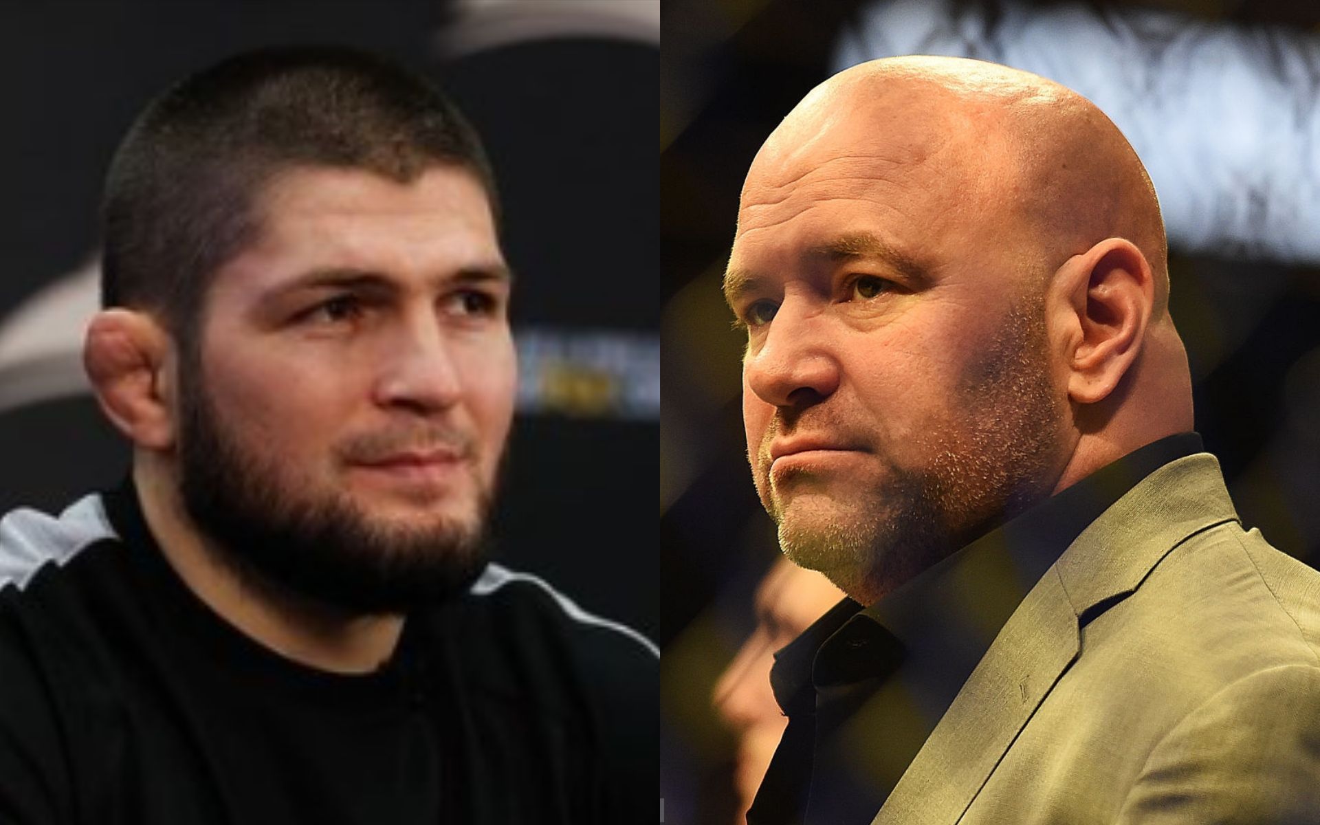 Khabib Nurmagomedov (L) via Instagram @khabib_nurmagomedov and Dana White (R) via Getty