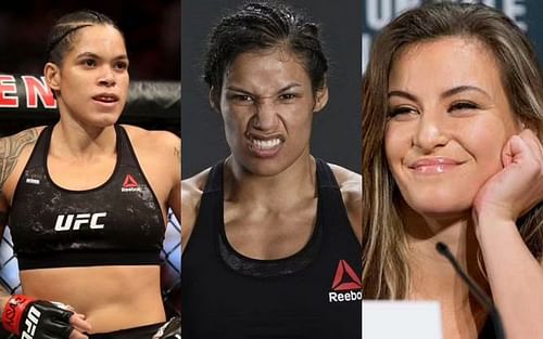 Amanda Nunes, Julianna Pena, and Miesha Tate (left to right)