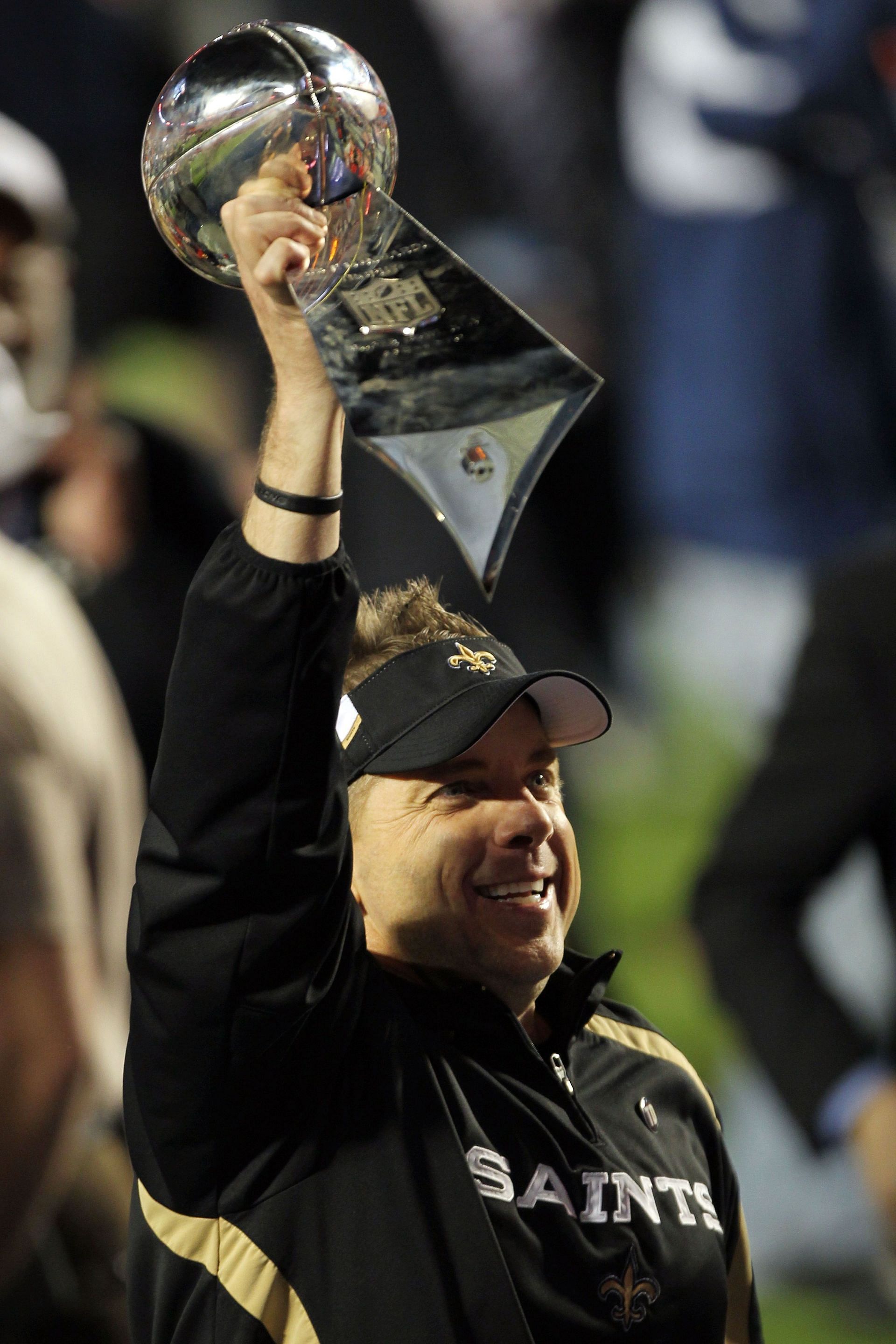 Sean Payton after the Saints won Super Bowl XLIV